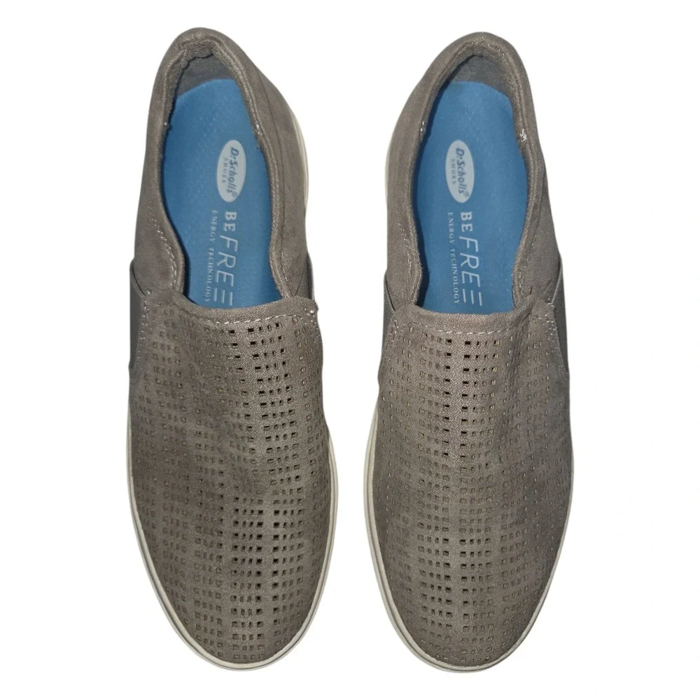 Dr. Scholls Wander Up Womens Grey Perforated Slip On Sneakers Shoes Size 6.5M